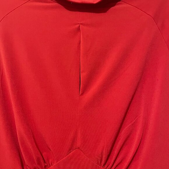 Mock Neck Top With Keyhole -  Tango Red - Picture 5 of 7